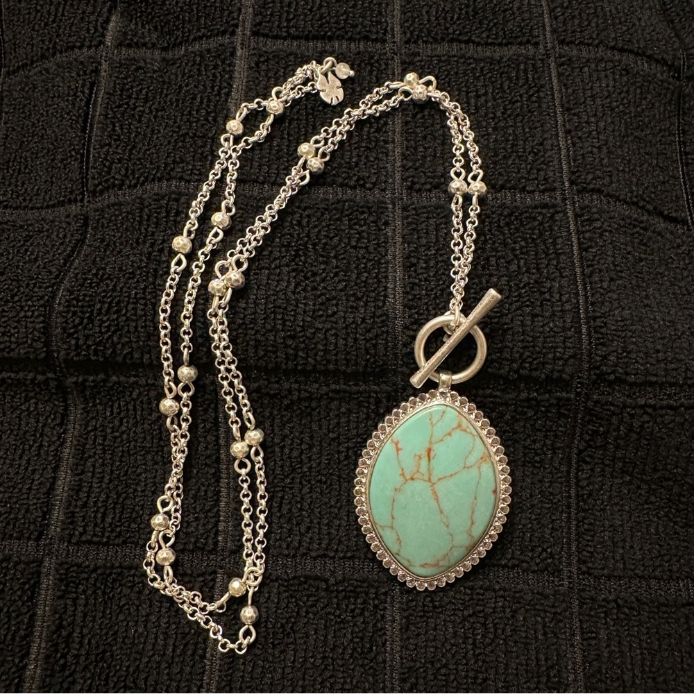 NWT: Lucky Brand Turquoise & Yellow Gem Reverse Long Necklace